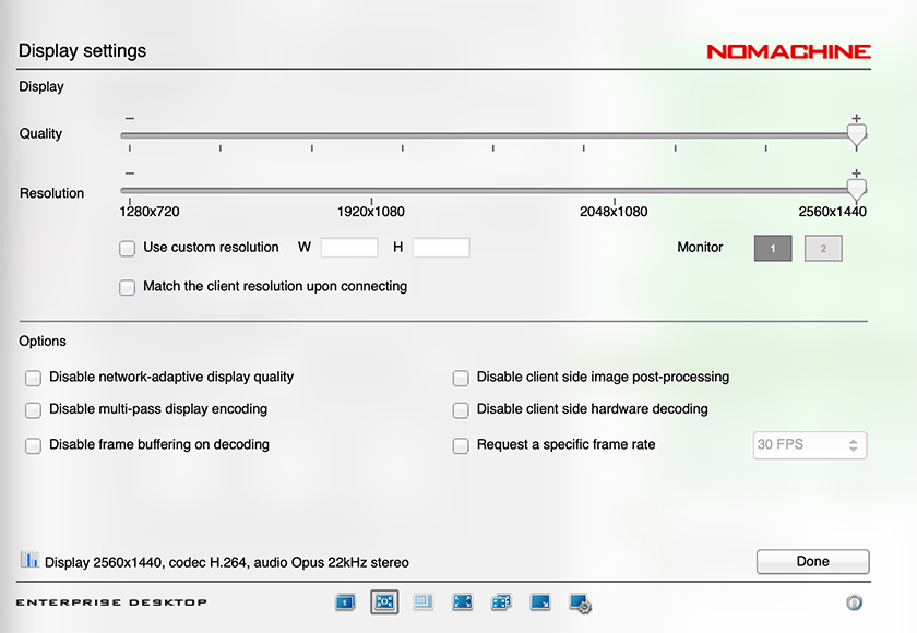 NoMachine display settings