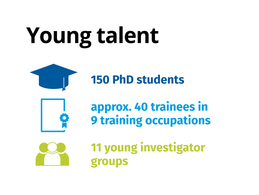 Teaching and young talent promotion at HZB: 150 doctoral students, 40 trainees in 9 professions, 11 junior research groups