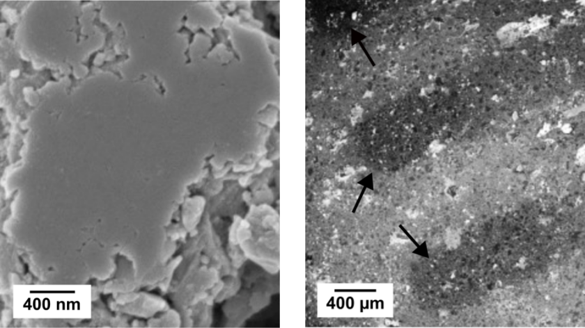 SEM images of LPSCl pellets before (left) and after (right) the operando HAXPES experiment.