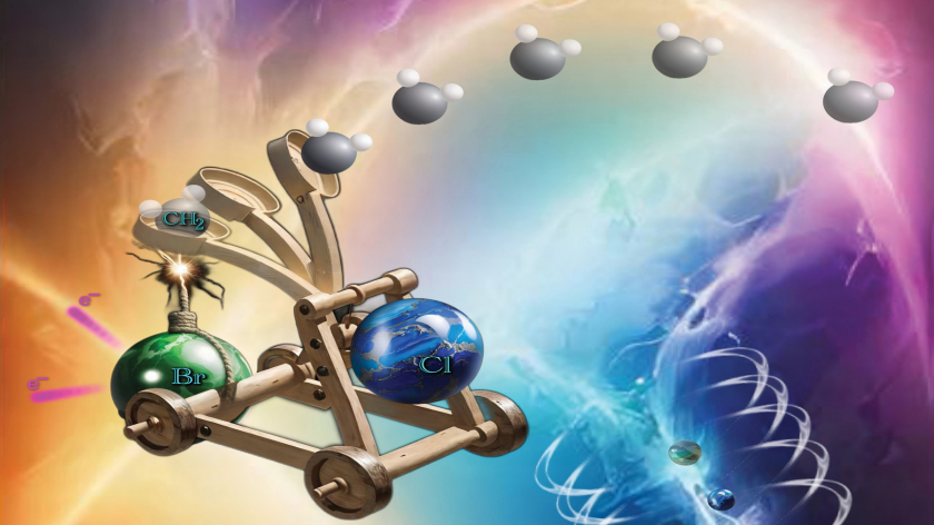 The X-ray photons trigger a &lsquo;molecular catapult effect&rsquo;: light atomic groups are ejected first, similar to projectiles shot from a catapult, while the heavier atoms &ndash; bromine and chlorine &ndash; separate much more slowly. The image was printed on the cover of "The Journal of Physical Chemistry Letters".